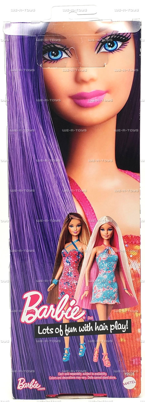 barbie hairtastic orange dress long purple hair doll Barbie Hairtastic Orange Dress Long Purple Hair Doll 2012 Mattel #Y9928