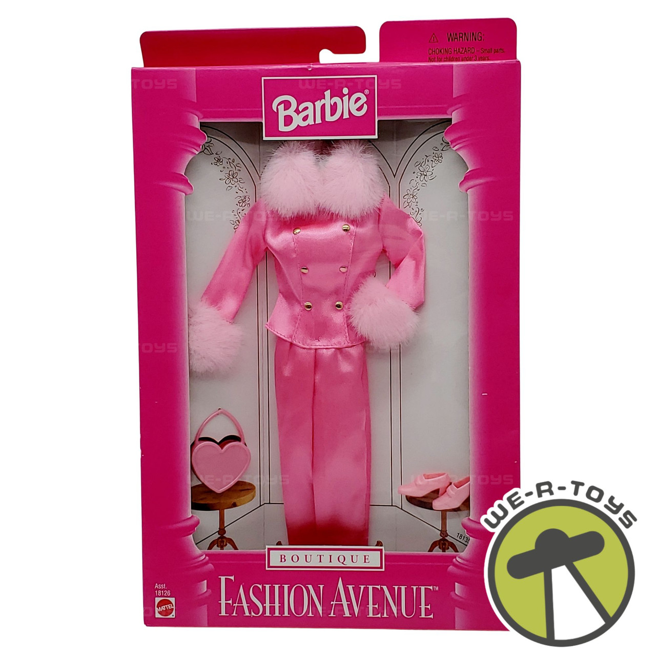 Barbie Fashion Avenue Boutique Fluffy Pink Suit With Purse Set