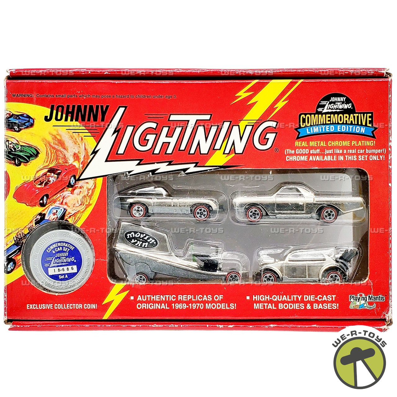 Johnny Lightning Commemorative 4 Car Set A Vehicles with Coin 