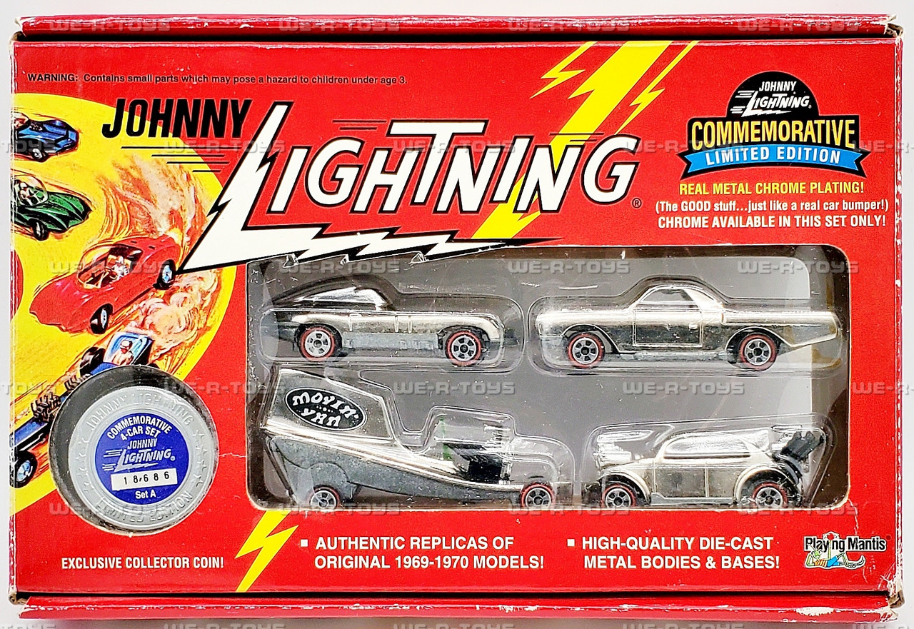 世界中で希少Matchbox Jaws & 付属Johnny Lightning Johnny Lightning Commemorative 4 Car Set A Vehicles with Coin