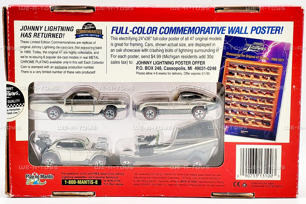 Johnny Lightning Commemorative 4 Car Set A Vehicles with Coin