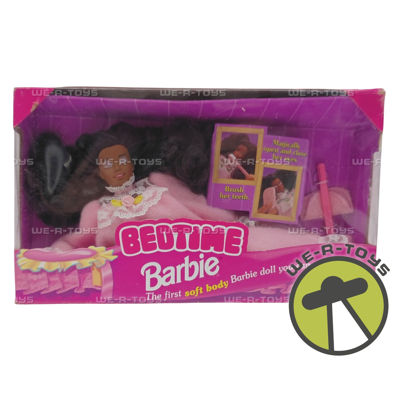 Barbie Bedtime Soft Body in Pink Gown African American Doll 1993