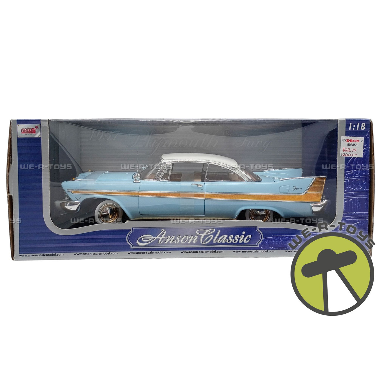 Anson Collection Blue 1957 Plymouth Fury Vehicle 1:18 Scale NEW