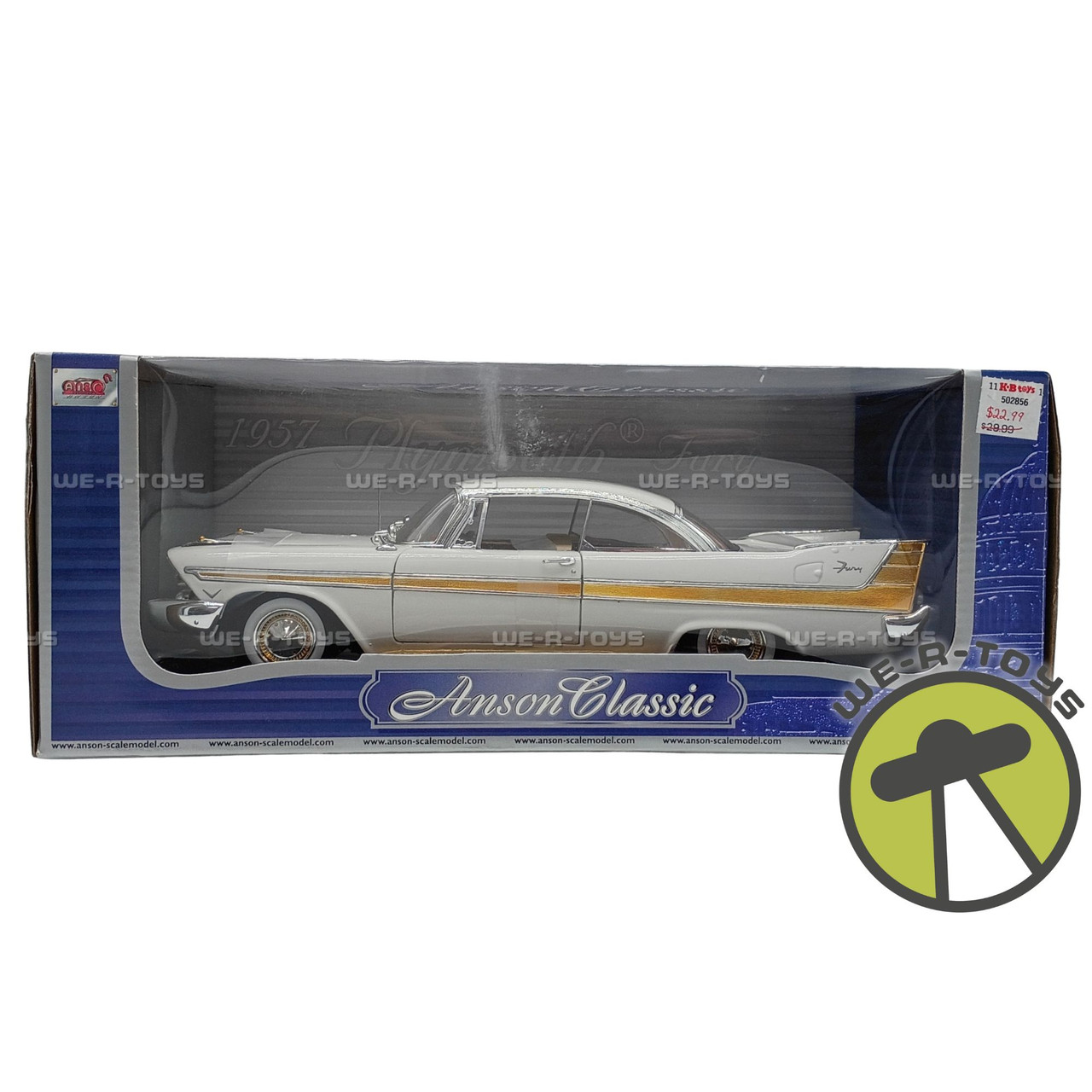 Anson Collection White 1957 Plymouth Fury Vehicle 1:18 Scale NEW