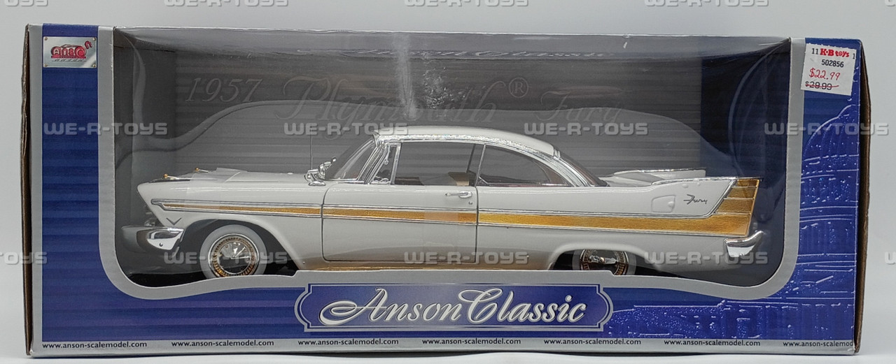 Anson Collection White 1957 Plymouth Fury Vehicle 1:18 Scale NEW