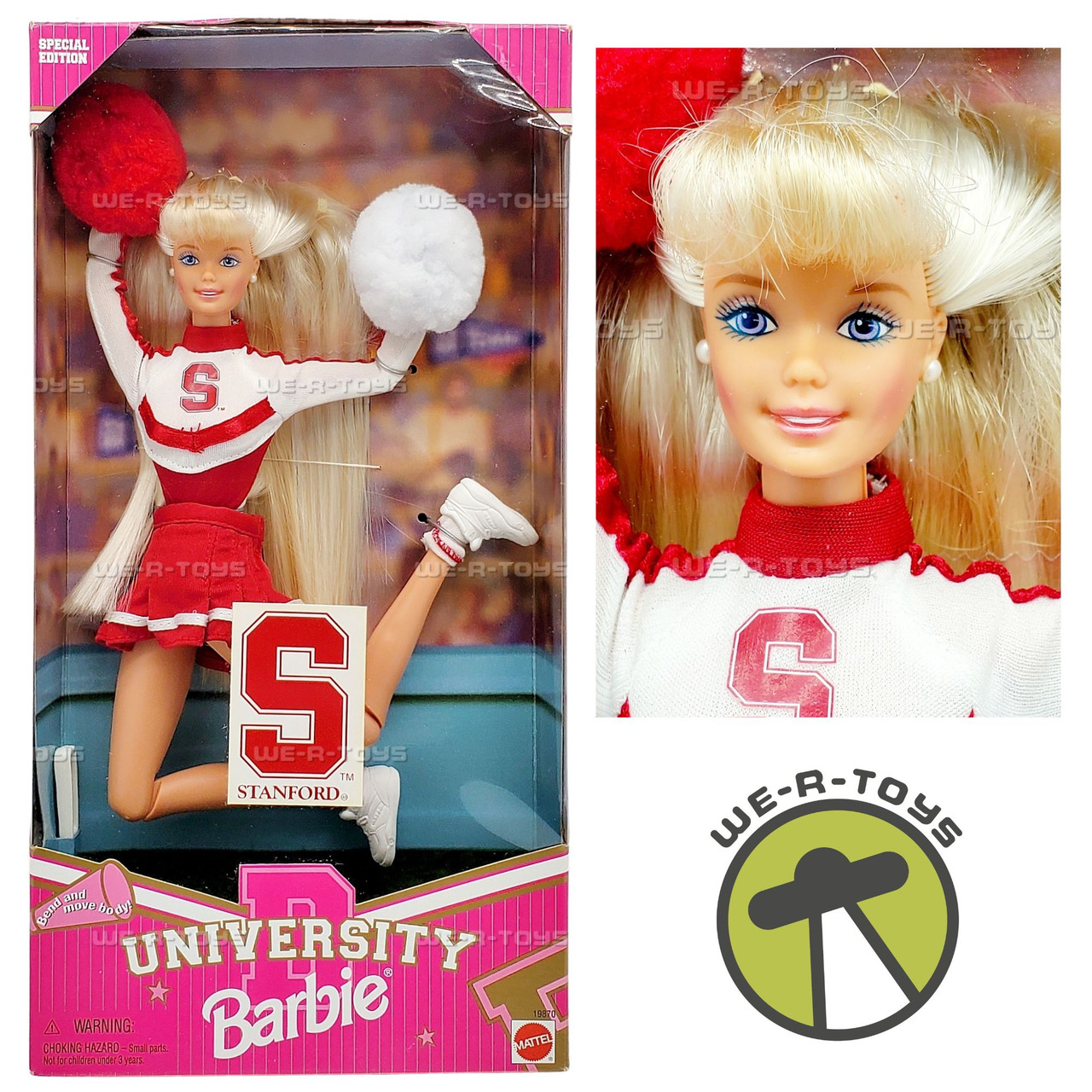 スタンフォード大学　チアリーダーバービー Stanford University Barbie Cheerleader Doll 1996 Mattel 19870 - We