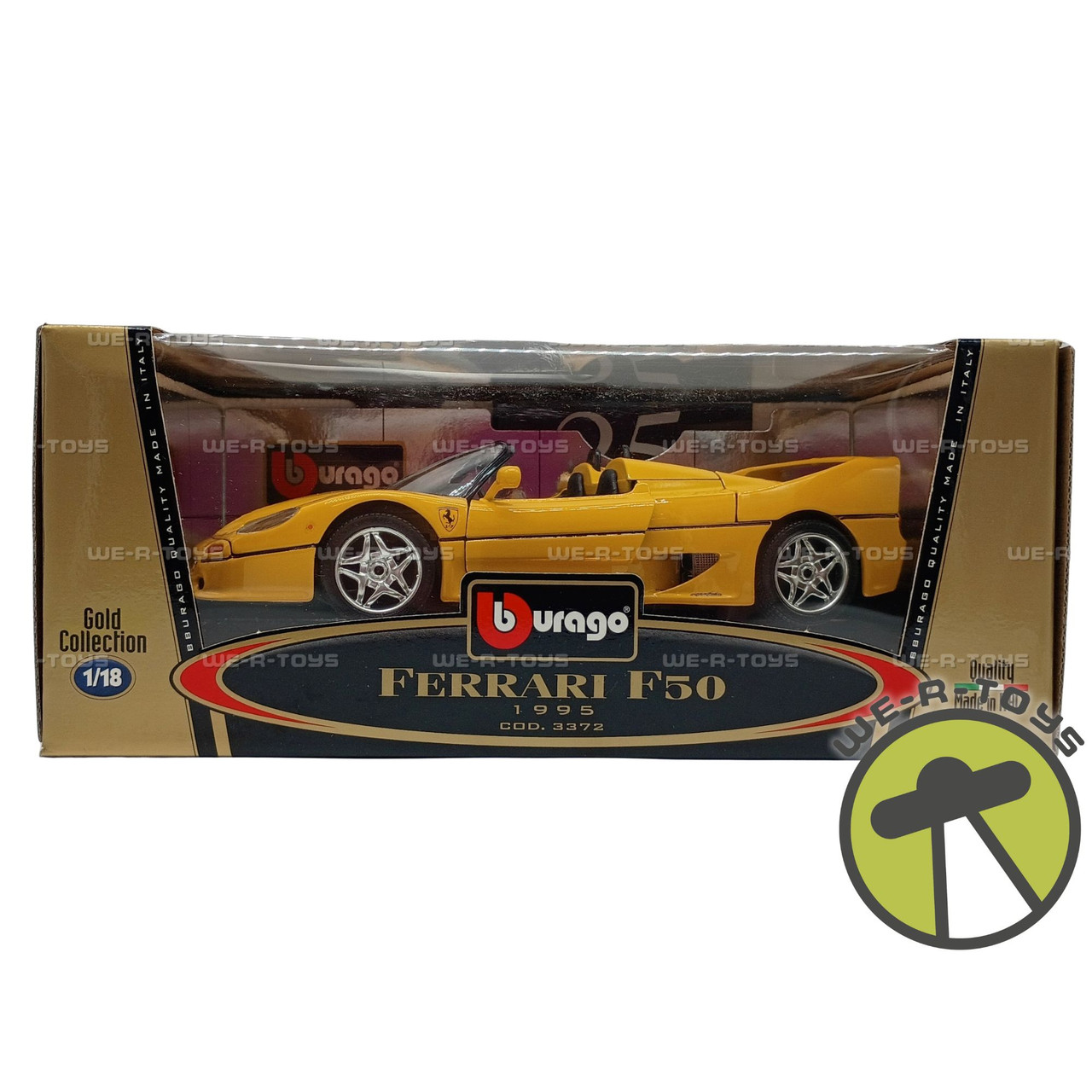 Burago 1995 Ferrari F50 Yellow Die Cast Replica Vehicle 1:24