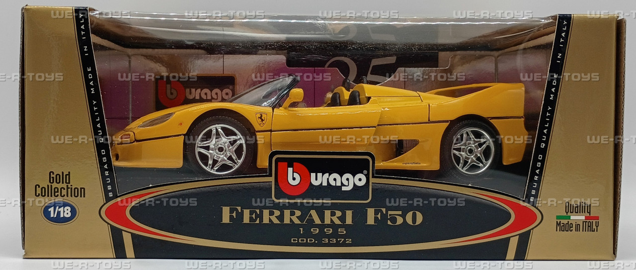 Burago 1995 Ferrari F50 Yellow Die Cast Replica Vehicle 1:24 Scale