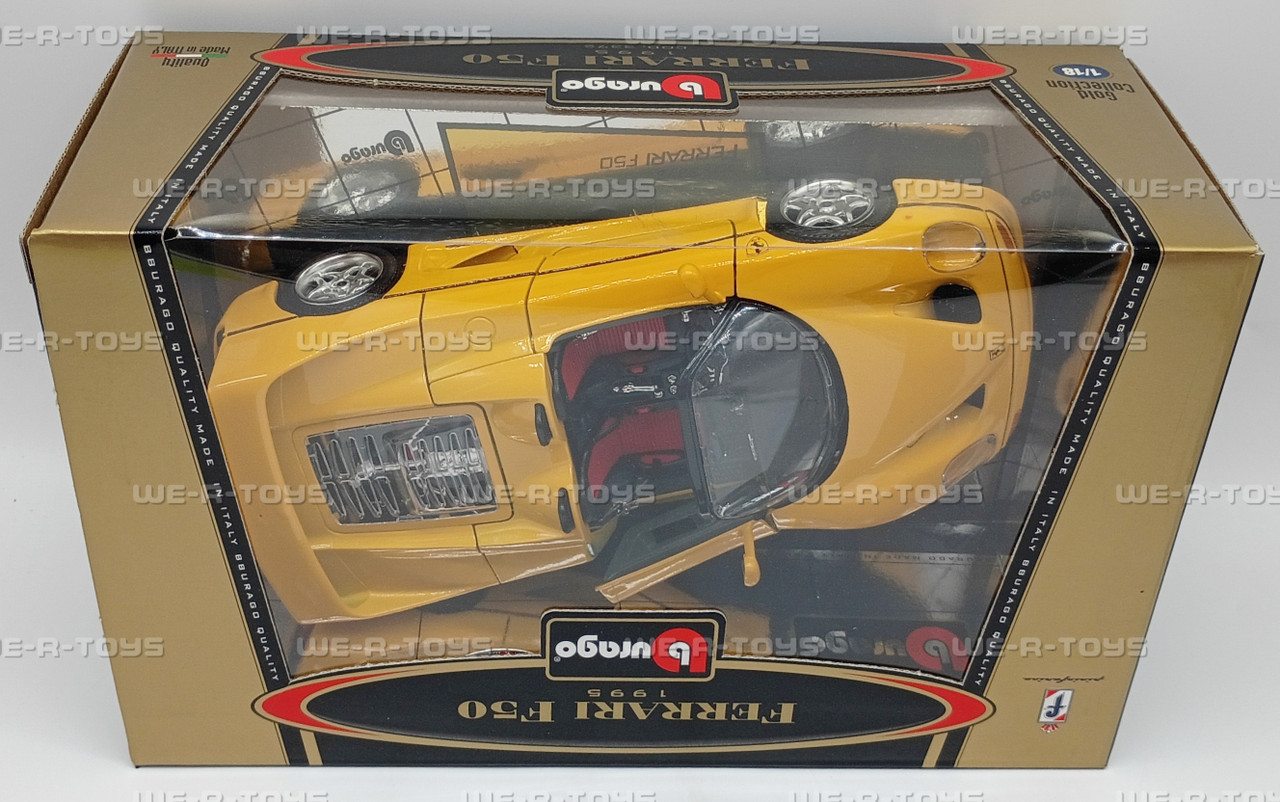Burago 1995 Ferrari F50 Yellow Die Cast Replica Vehicle 1:24 Scale