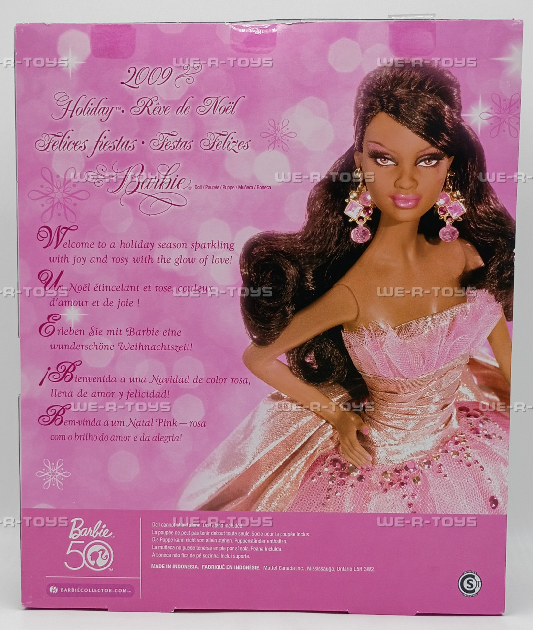 2009 Holiday Barbie African American Pink Dress Special Edition New R2710 Mattel - We-R-Toys 2009 Holiday Barbie African American Pink Dress Special Edition New R2710 Mattel - We-R-Toys
