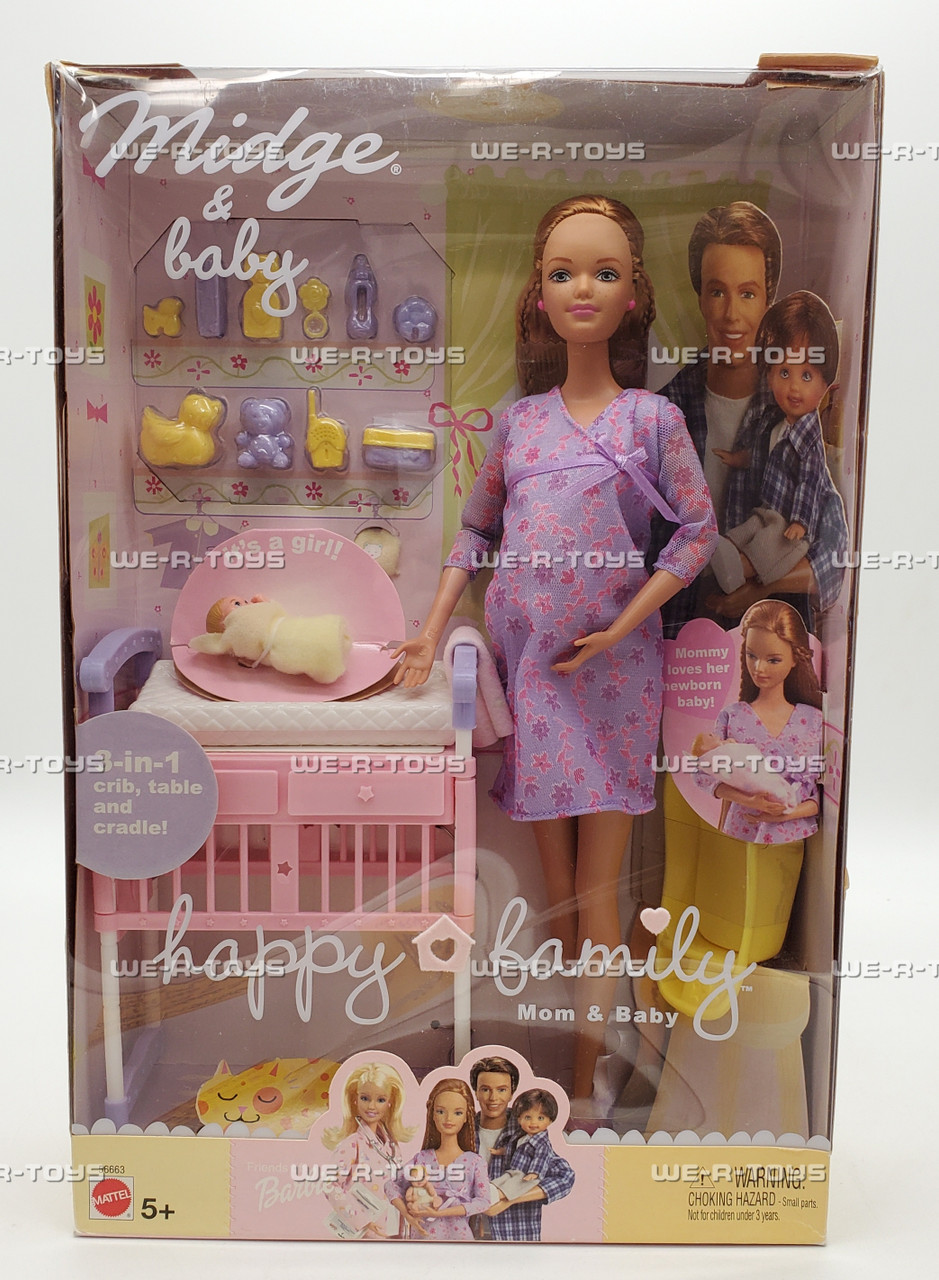Barbie Happy Family Pregnant Midge Mom and Baby Purple Gown 2002