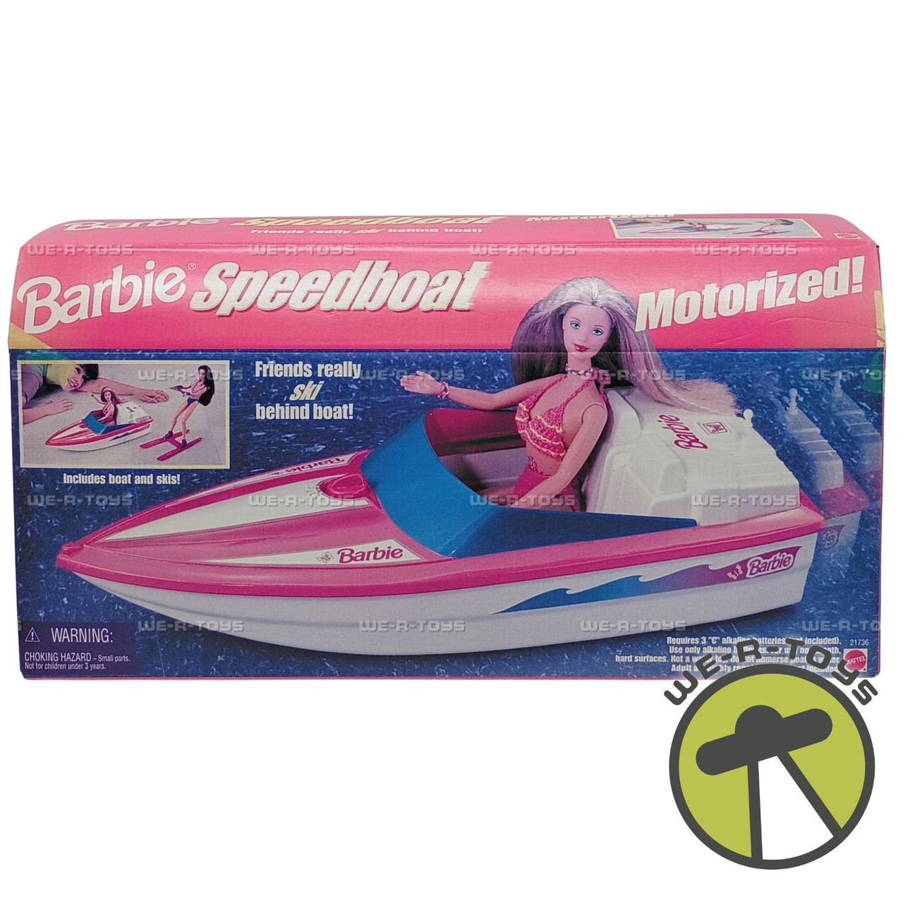 Barbie！！ Barbie Motorized Speedboat & Skis Set 1998 Mattel #21736 New - We