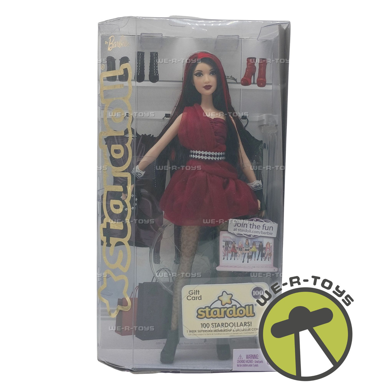Barbie Stardoll Barbie Doll With Red Dress Black Hair 2011 Mattel W2200 New - We-R-Toys Barbie Stardoll Barbie Doll With Red Dress Black Hair 2011 Mattel W2200 New - We-R-Toys