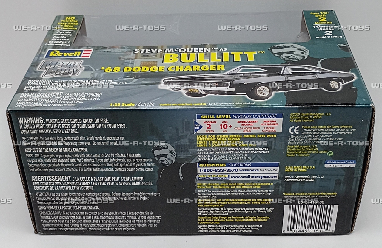 Revell Steve McQueen As Bullitt '68 Black Dodge Charger Vehicle
