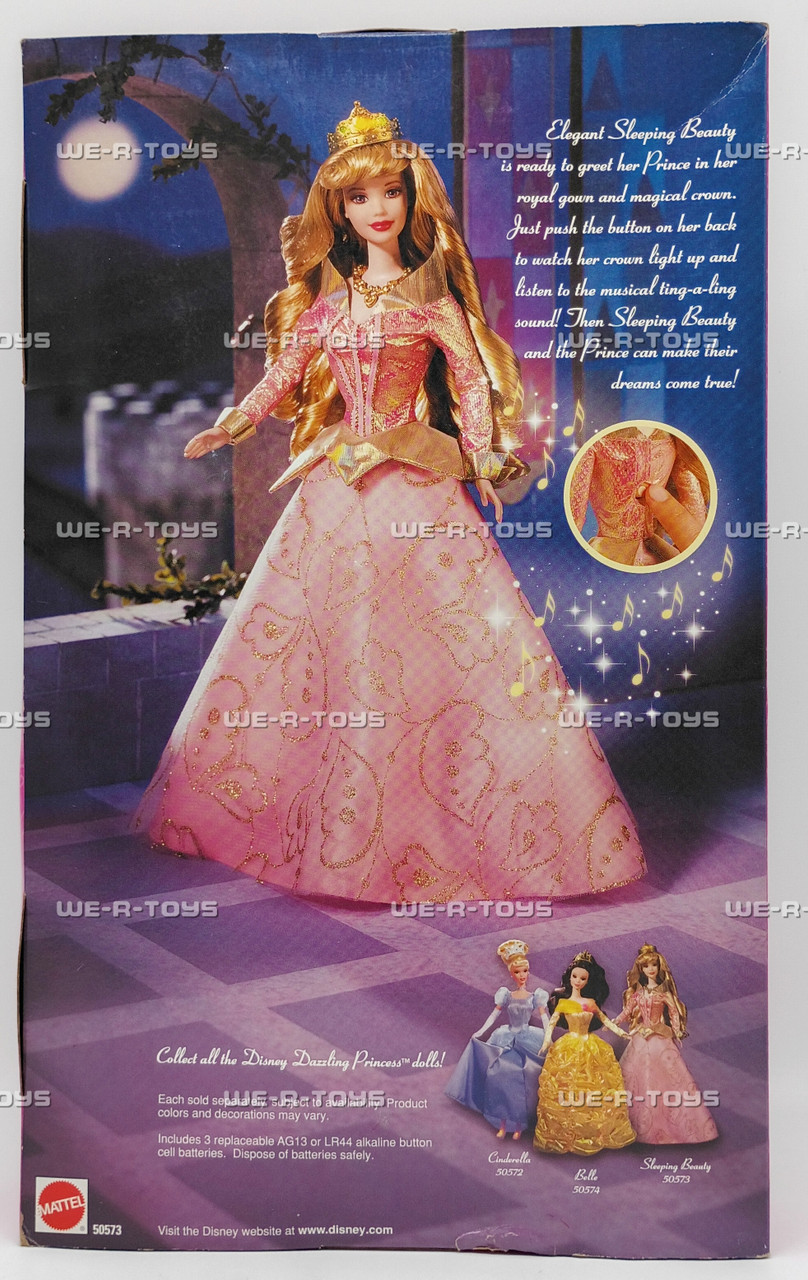 Disney Dazzling Princess Sleeping Beauty Pink Dress & Crown Doll Mattel 2000 New - We-R-Toys Disney Dazzling Princess Sleeping Beauty Pink Dress & Crown Doll Mattel 2000 New - We-R-Toys