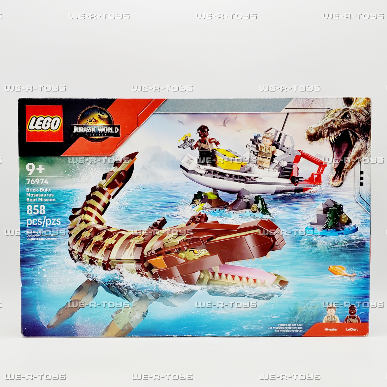 LEGO Jurassic World Brick-Built Mosasaurus Boat Mission 858Pc