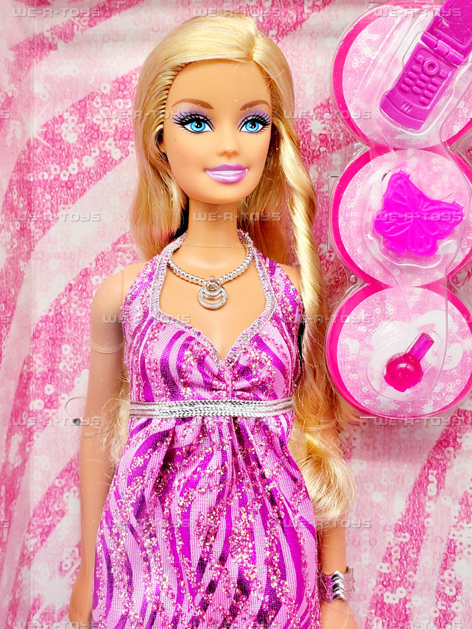 barbie glitz doll in pink metallic dress barbie mini dress doll 2023|barbie metallic dress doll pink| dark skin|#HJR94|barbie Glitz doll 2023