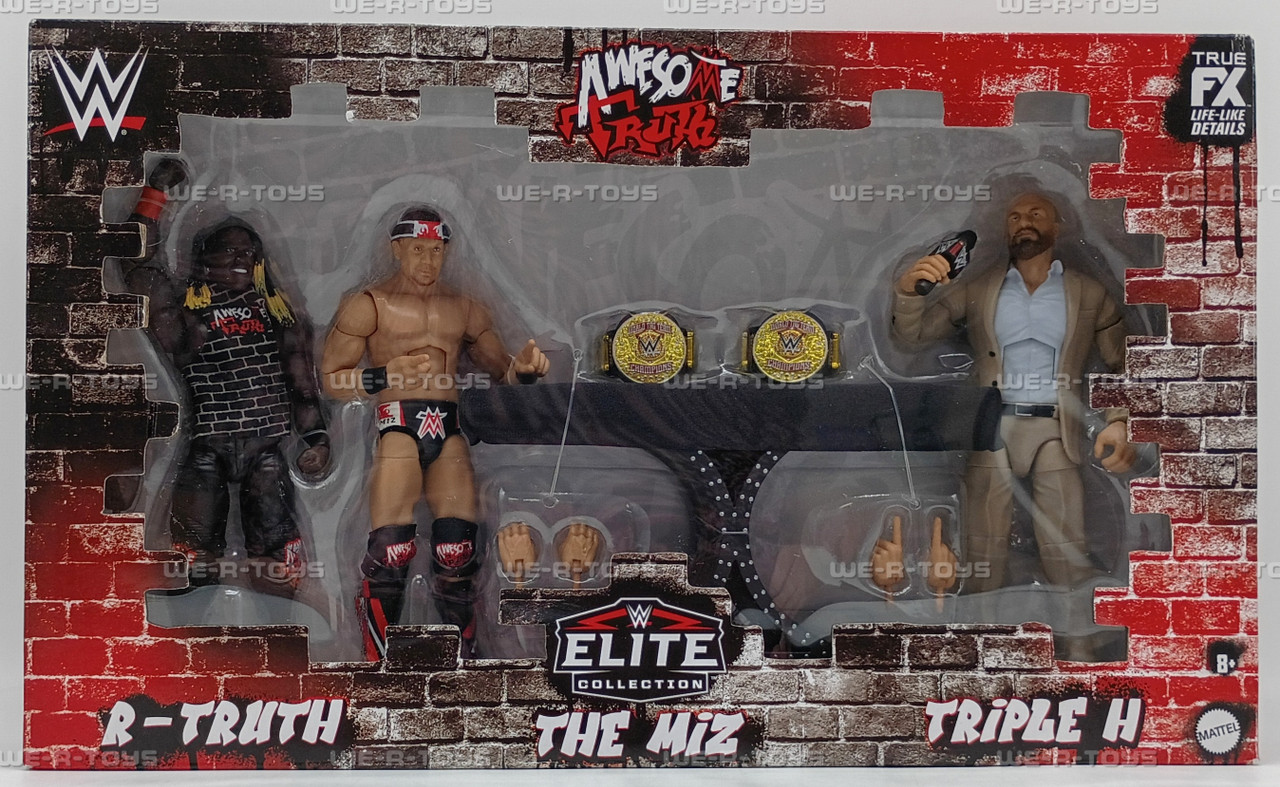 WWE Elite Collection R-Truth, The Miz, Triple H Action Figures