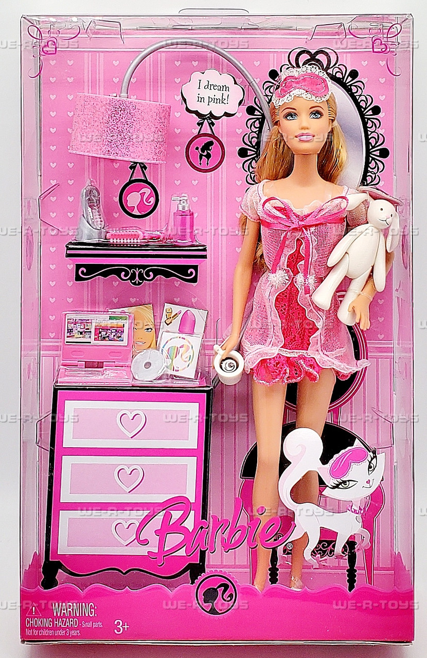 Barbie Color Your World Pink Slumber Party Doll 2008 Mattel N6184