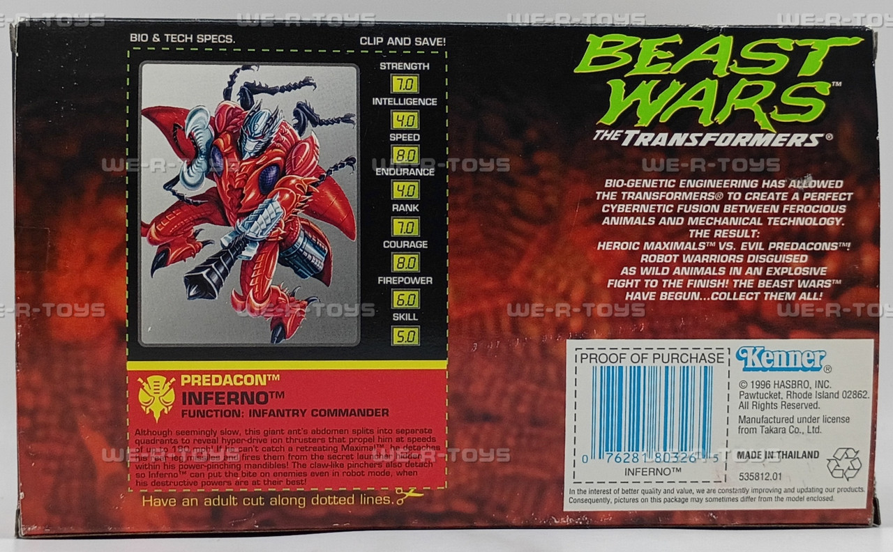 Transformers Beast Wars Evil Predacon Inferno Action Figure 1996