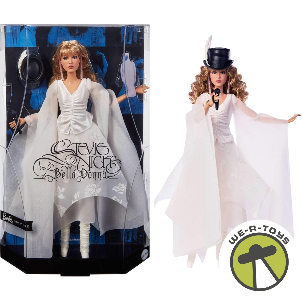 barbie in white dress 60th Anniversary Doll Outfitted with side pockets to stow away some apples and oranges and complete with a retro silver back zipper to cinch in your figure Barbie Signature Stevie Nicks 2025