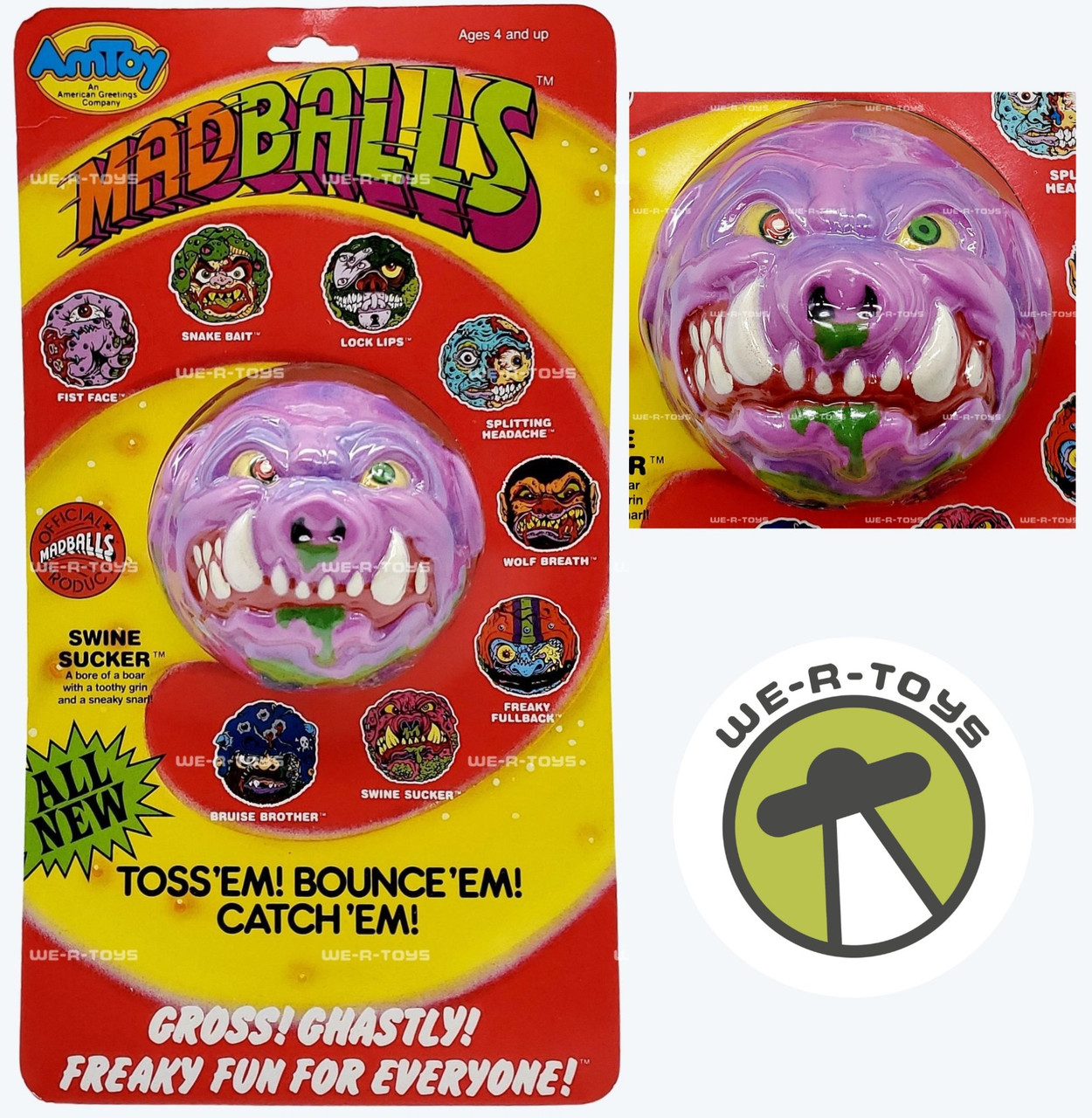 Madballs Swine Sucker 4 Inch Foam Ball Vintage 1986 AmToy Series 2