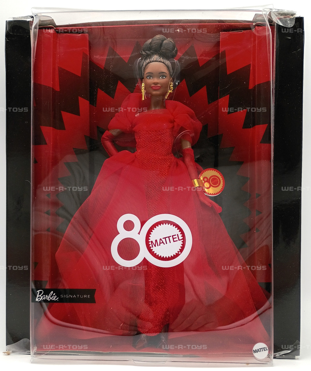 Barbie 80th Anniversary Barbie Doll African American In Red Gown