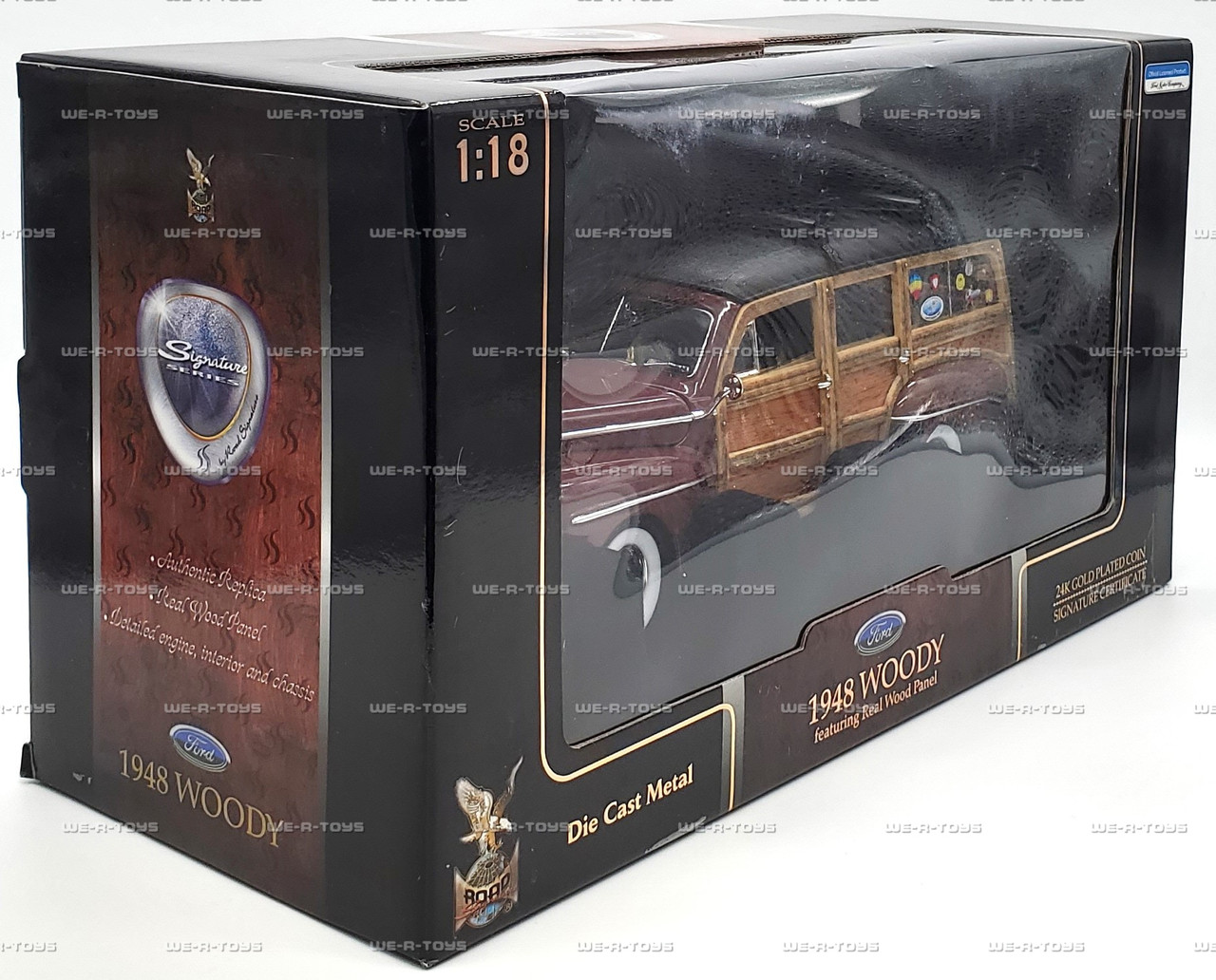 Road Signature Ford 1948 Woody Die-Cast Vehicle with 24k Plated