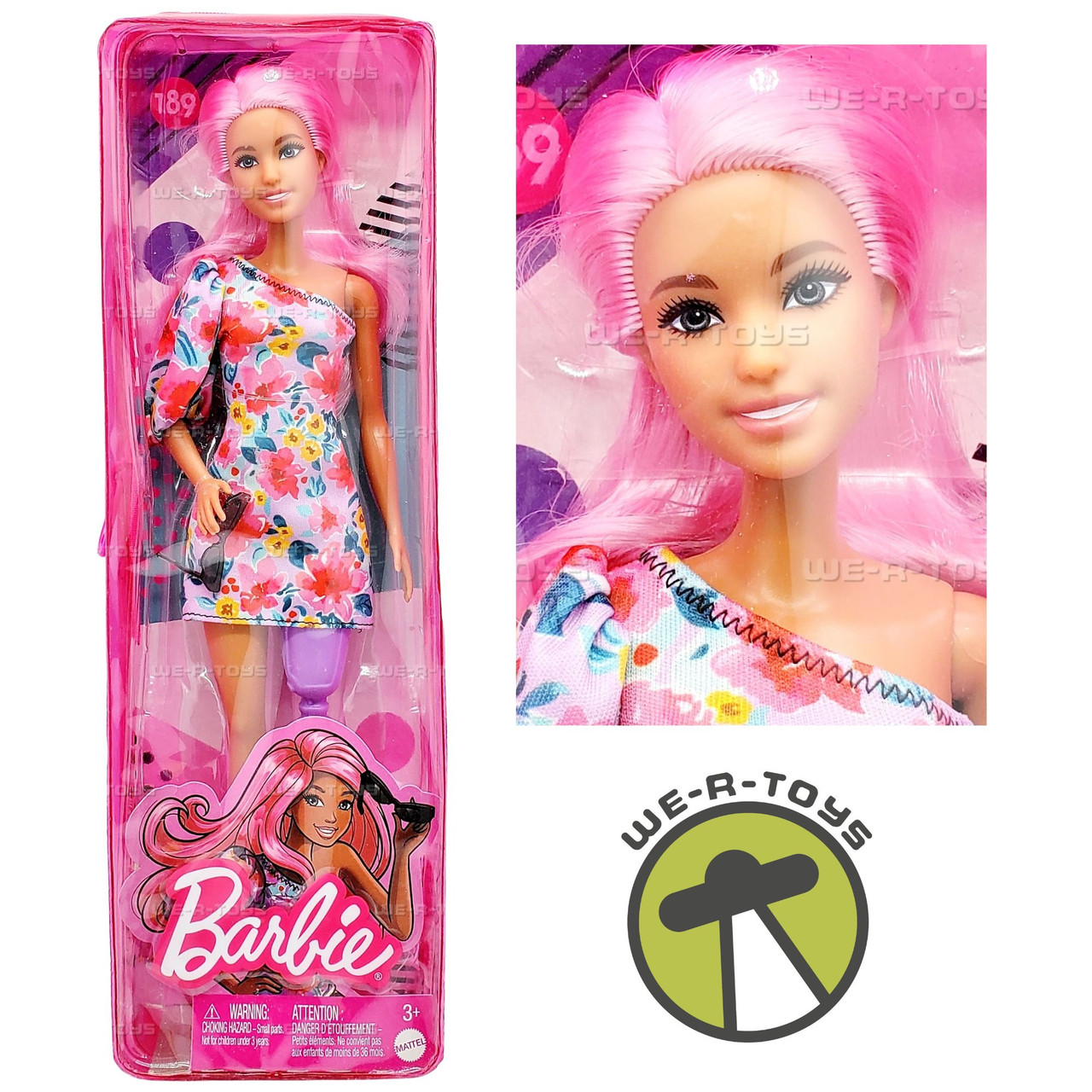 Barbie Fashionistas Doll #189 with Pink Hair & Prosthetic Leg 2021
