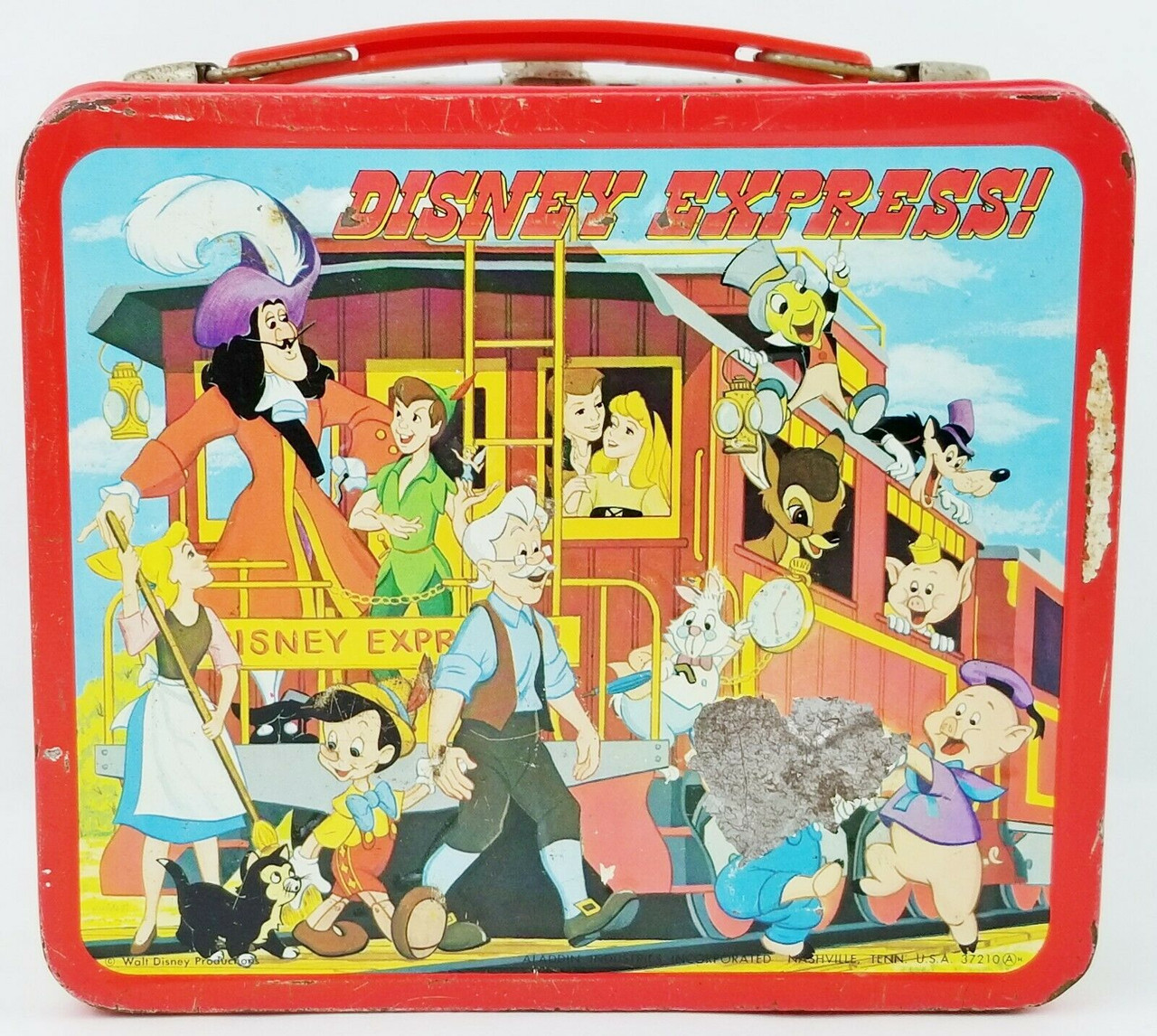 Vintage Walt Disney World Metal Lunch Box Aladdin 1970s Mickey Mouse  Collectible 