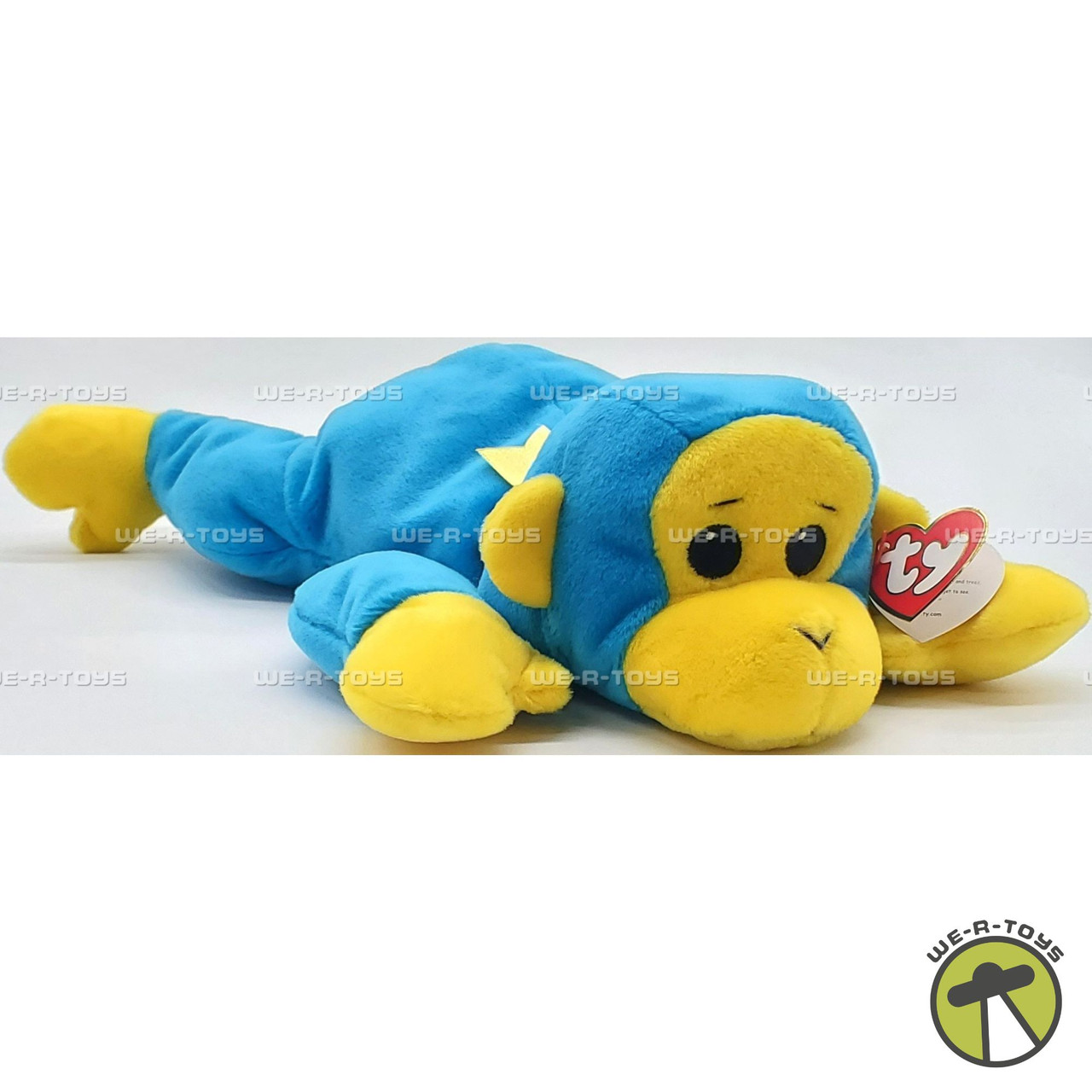 Ty Pillow Pals Swinger the Monkey Blue and Yellow Plush - We-R-Toys