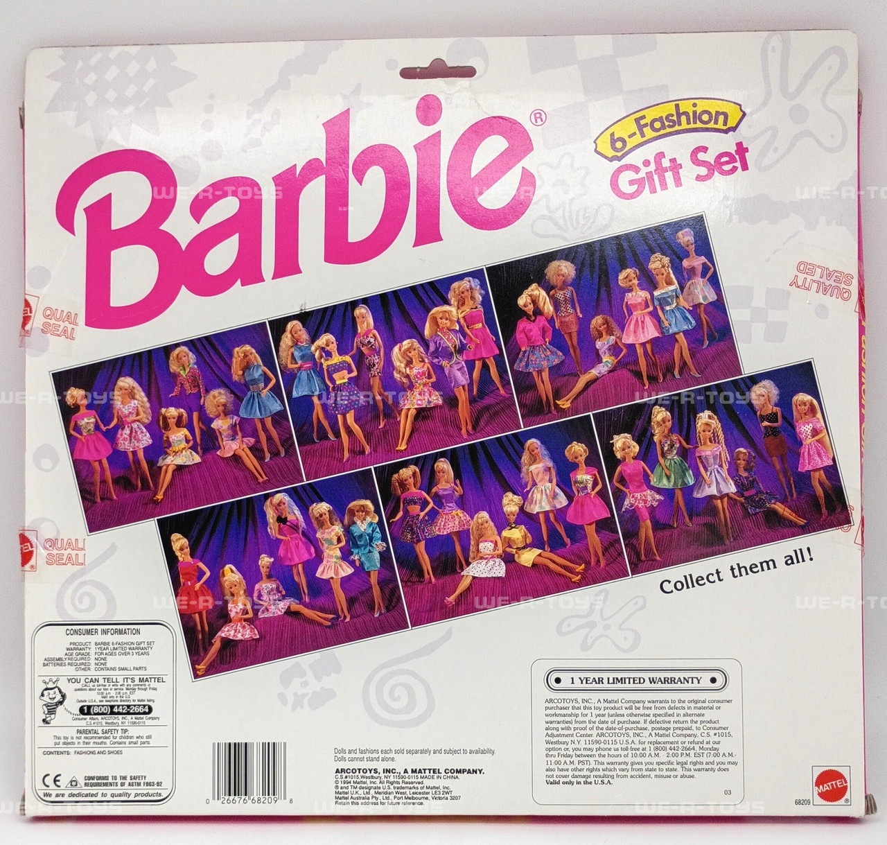 Barbie 6-Fashion Gift Set 6 Complete Fashions Variety1994 Mattel