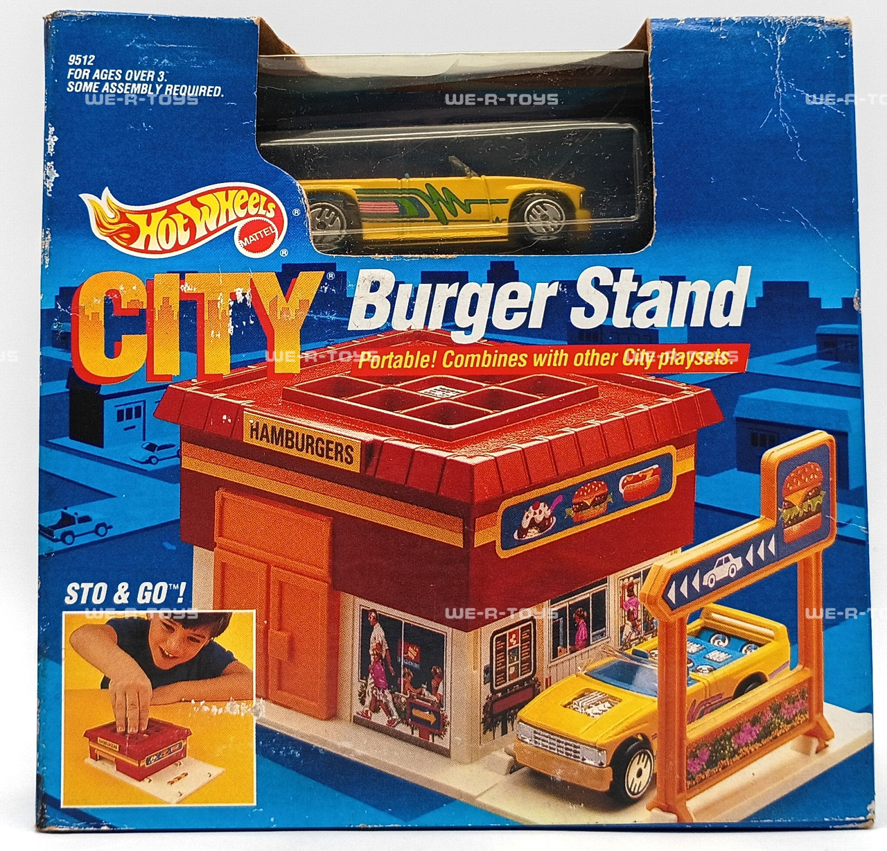 Hot Wheels City Burger Stand Portable Playset with 1 Hot Wheels