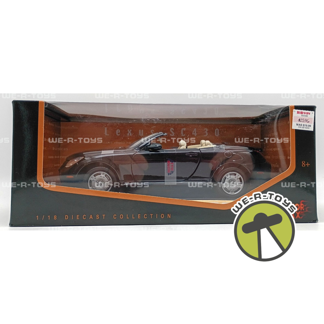 Motormax Lexus SC 430 Black Convertible Die Cast Vehicle 1:18