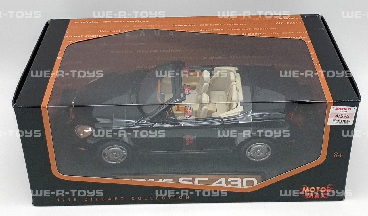 Motormax Lexus SC 430 Black Convertible Die Cast Vehicle 1:18