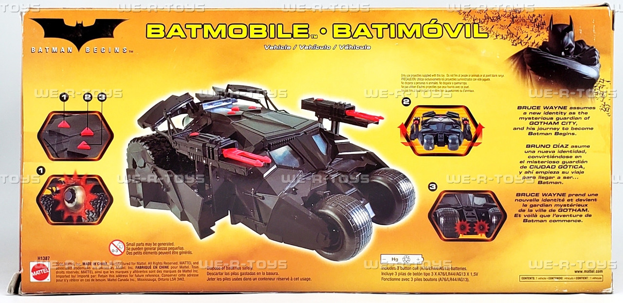 DC Batman Begins Batmobile Vehicle with Secret Weapons 2005 Mattel