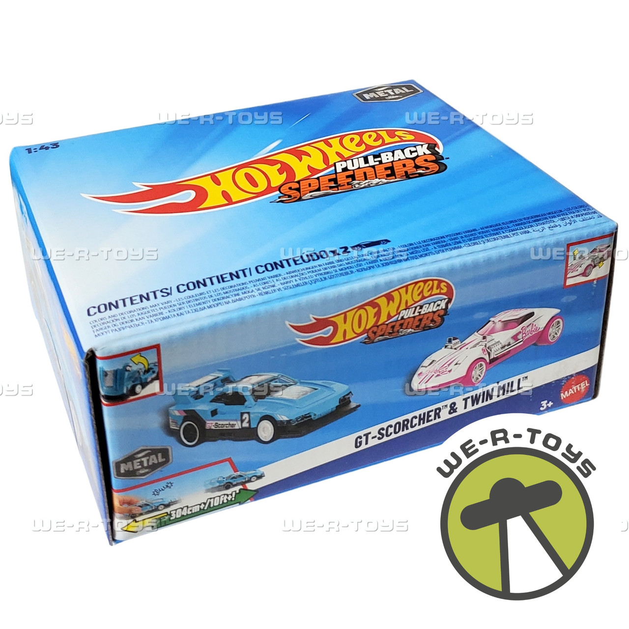 Hot Wheels Pull-Back Speeders GT-Scorcher & Twin Mill 2 Pack - We