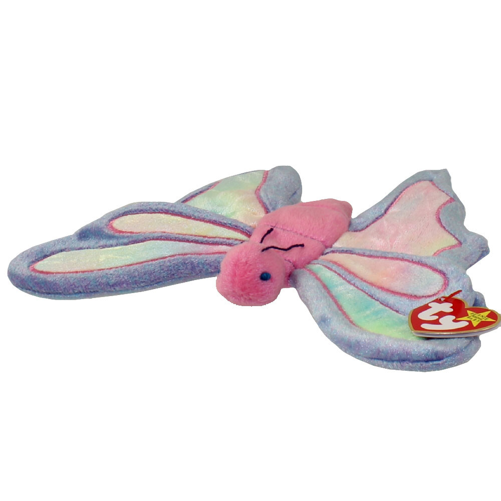 TY Beanie Babies Flitter the Butterfly - Periwinkle and Pink - We