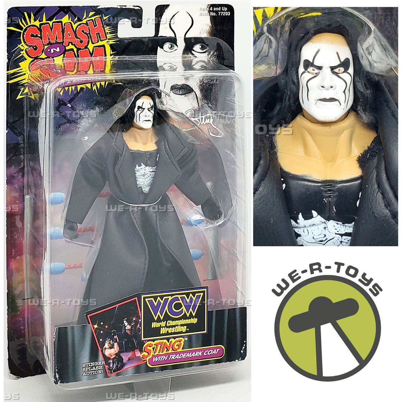 WCW Smash N Slam Sting in Trademark Coat Action Figure 1999 Toy