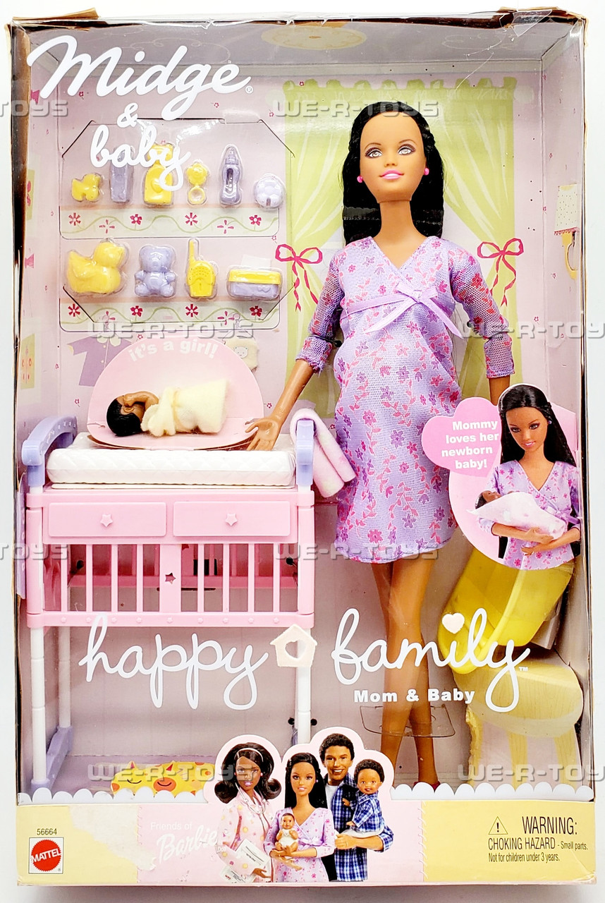 Happy Family Pregnant Midge and Baby African American Doll 2002