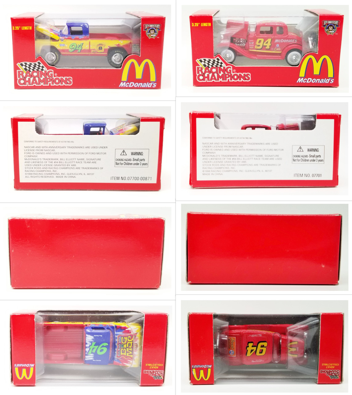 McDonald's Racing Champions Lot of 11 Collectible Cars 3.25