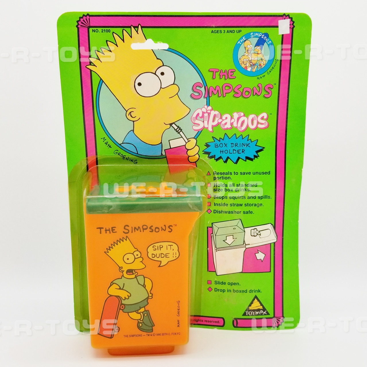 The Simpsons Sip-a-roos Box Drink Holder Bart Simpson 1990 ToyMax