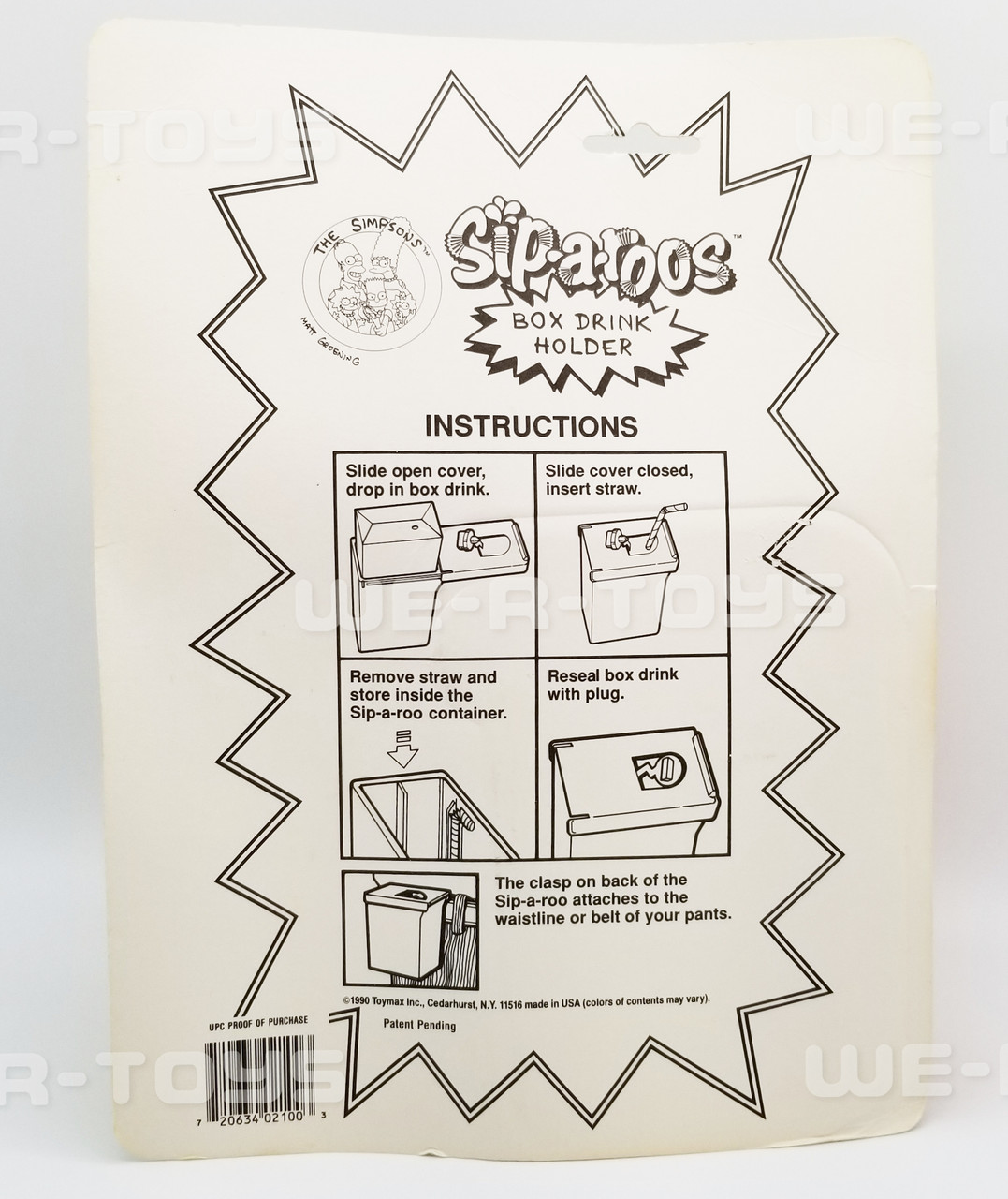 The Simpsons Sip-a-roos Box Drink Holder Bart Simpson 1990 ToyMax