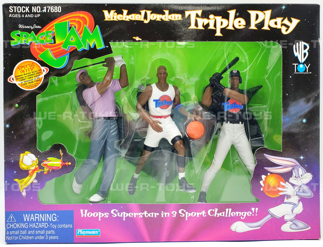 Michael Jordan Triple Play Action Figures Warner Bros Space Jam NRFB