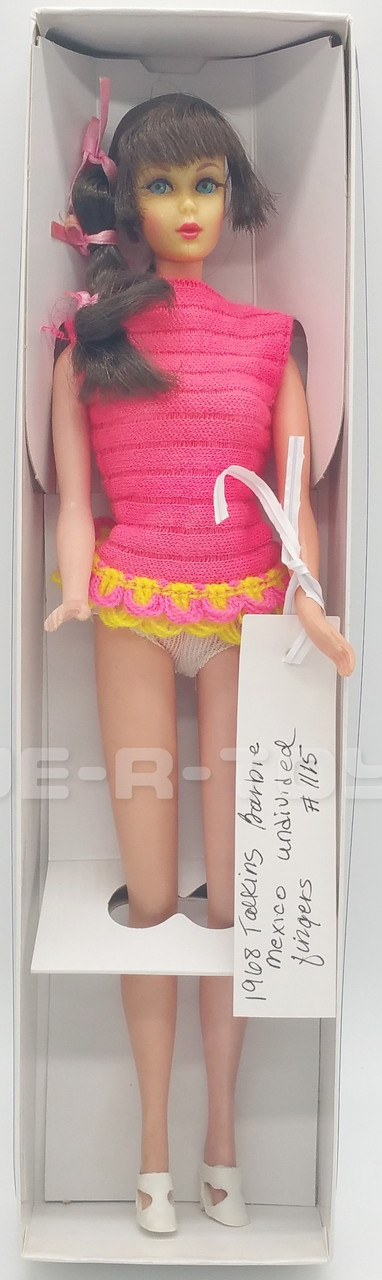 1968 Talking Barbie Doll Mexico Undivided Fingers #1115 USED We