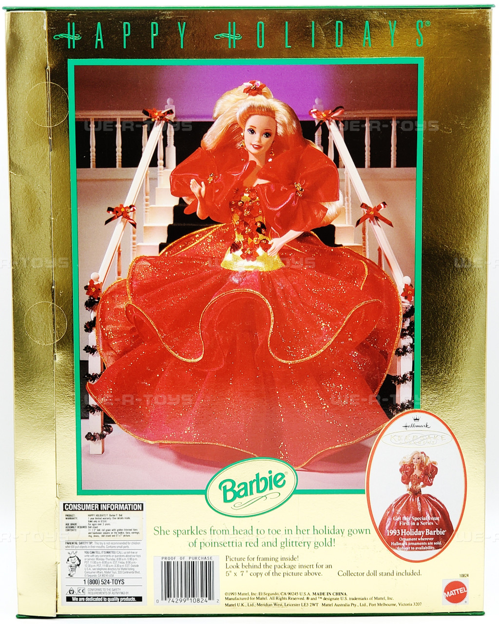 1993 Happy Holidays Barbie Doll Hallmark Special Edition Mattel No. 10824  NRFB