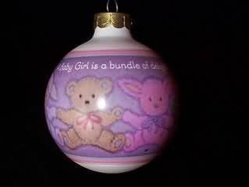 Hallmark Baby's First Christmas - Baby Girl Glass Ball Christmas Ornament Keepsake 1993 Series