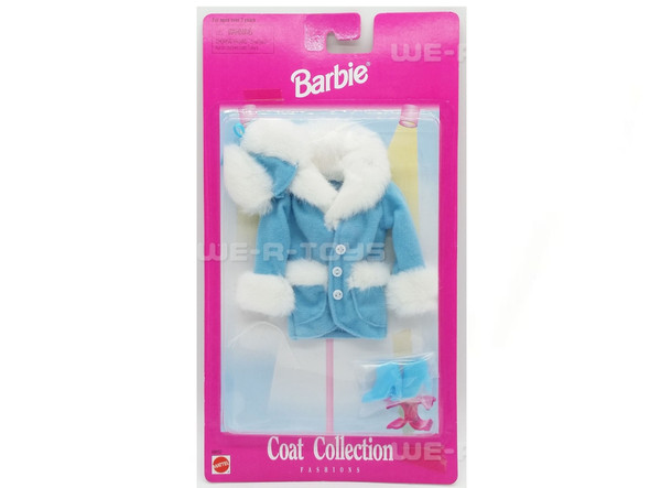 Barbie Coat Collection Fashions 68650 Blue Coat w/White Fur Accessories NIP