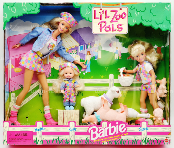 Barbie Li'l Zoo Pals Doll Gift Set Barbie Stacie Kelly Dolls 1998 Mattel 19625