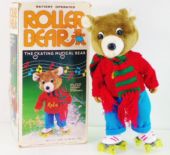 Roller Bear Rolo The Skating Musical Bear Vintage WORKS 1980's USED